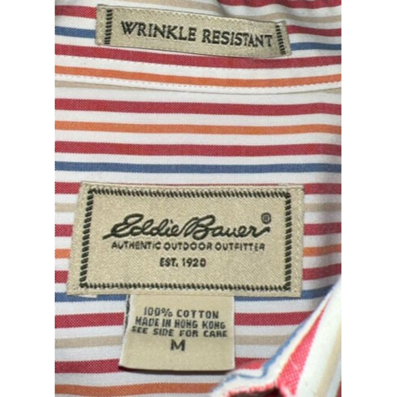 Eddie Bauer Men’s Wrinkle Resistant Striped Button Down Long Sleeve Shirt Medium - Picture 3 of 6